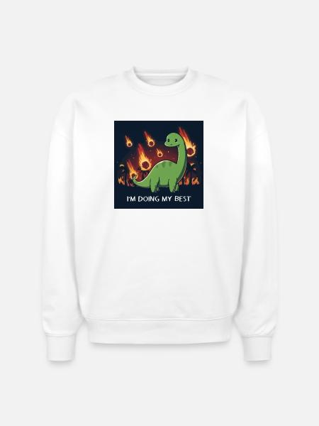 Dino Doing Its Best - Stanley/Stella Radder Unisex Oversized Organic Sweatshirt - white