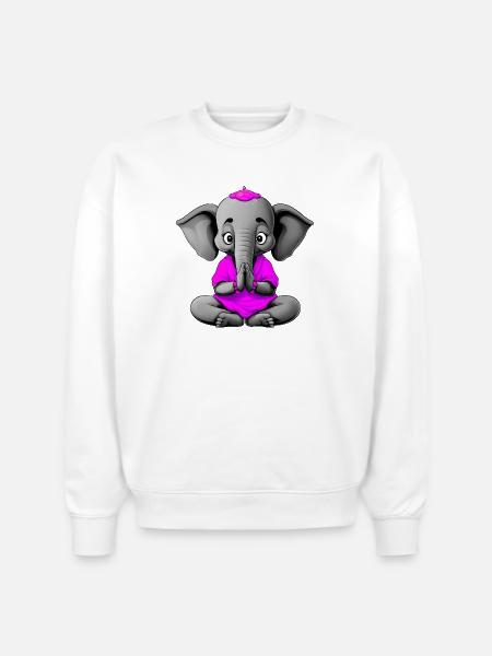 Yogi Elephant - Stanley/Stella Radder Unisex Oversized Organic Sweatshirt - white