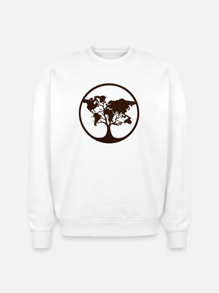 Circle Tree world map - Stanley/Stella Radder Unisex Oversized Organic Sweatshirt - white