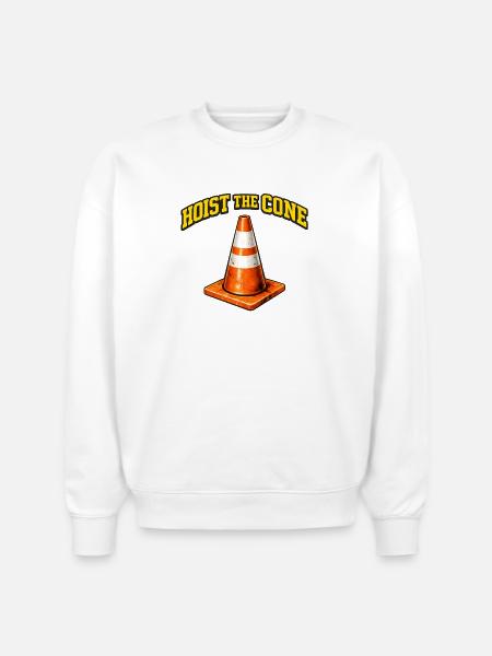 Hoist The Cone Funny Baseball Meme - Stanley/Stella Radder Unisex Oversized Organic Sweatshirt - white