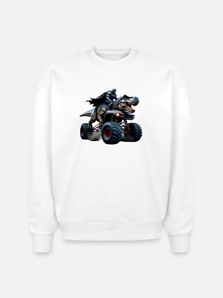 Prehistoric Power Rider - Stanley/Stella Radder Unisex Oversized Organic Sweatshirt - white