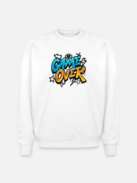 Game Over Neon Splash - Stanley/Stella Radder Unisex Oversized Organic Sweatshirt - white