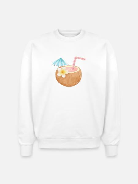 Tropical Coconut Sip - Stanley/Stella Radder Unisex Oversized Organic Sweatshirt - white