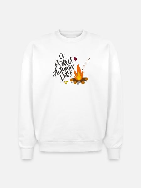 Autumn Campfire Cozy Day - Stanley/Stella Radder Unisex Oversized Organic Sweatshirt - white