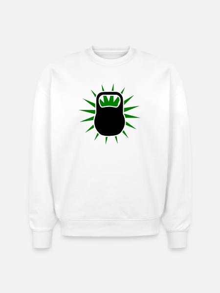 Green Sunburst Kettlebell Emblem - Stanley/Stella Radder Unisex Oversized Organic Sweatshirt - white