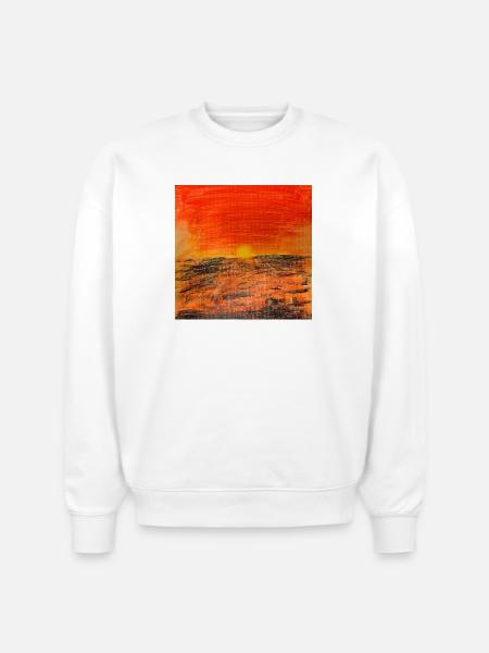 Sunset at Distant Shore - Stanley/Stella Radder Unisex Oversized Organic Sweatshirt - white