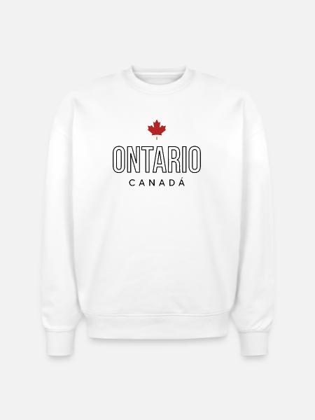 Maple Leaf Emblem on Bold Text - Stanley/Stella Radder Unisex Oversized Organic Sweatshirt - white