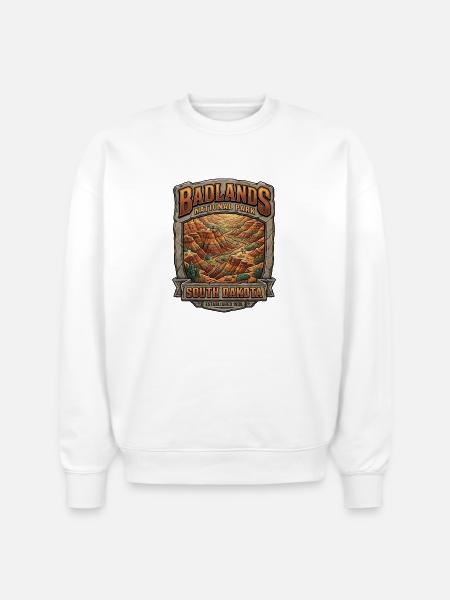Badlands National Park Tee - Stanley/Stella Radder Unisex Oversized Organic Sweatshirt - white