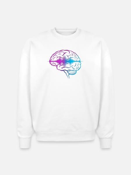 Neon Brain Wave Gradient - Stanley/Stella Radder Unisex Oversized Organic Sweatshirt - white