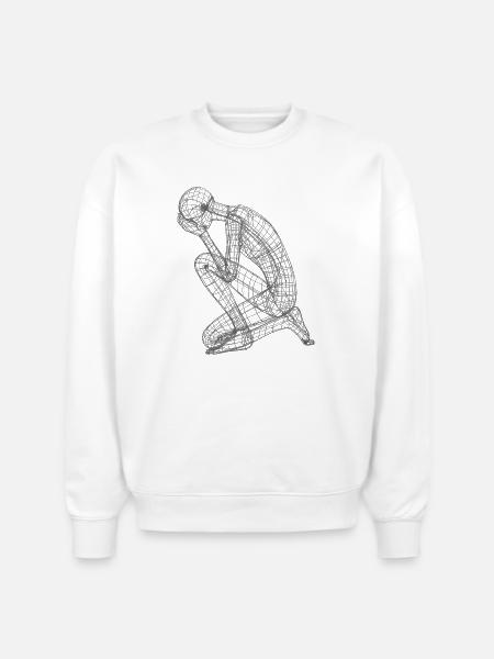 Kneeling Wireframe Figure - Stanley/Stella Radder Unisex Oversized Organic Sweatshirt - white