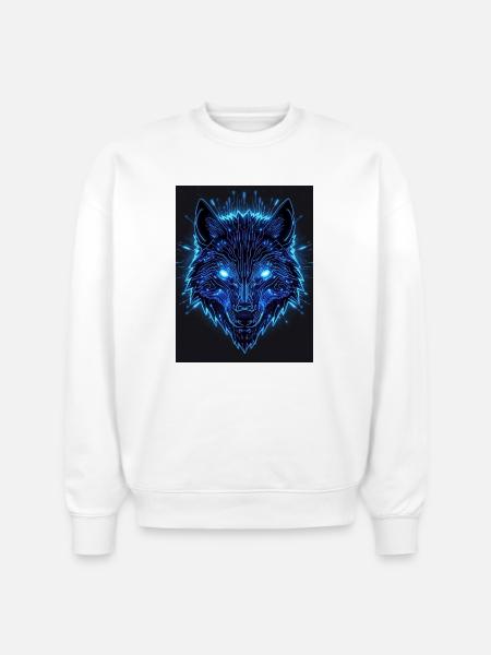 Neon Circuit Wolf - Stanley/Stella Radder Unisex Oversized Organic Sweatshirt - white