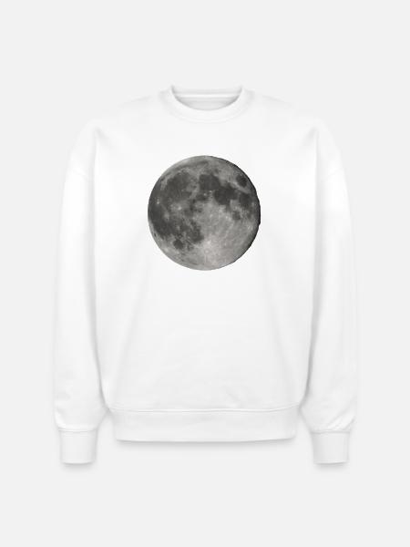 Lunar Echoes Moon Print - Stanley/Stella Radder Unisex Oversized Organic Sweatshirt - white