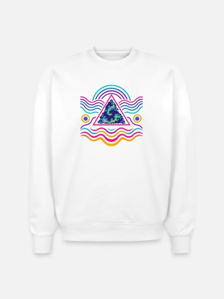 Neon Triangle Fractal Wave - Stanley/Stella Radder Unisex Oversized Organic Sweatshirt - white