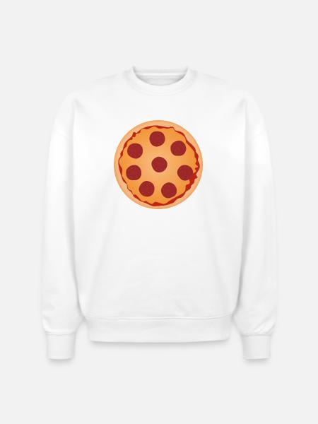 Pepperoni Pizza Slice Art - Stanley/Stella Radder Unisex Oversized Organic Sweatshirt - white