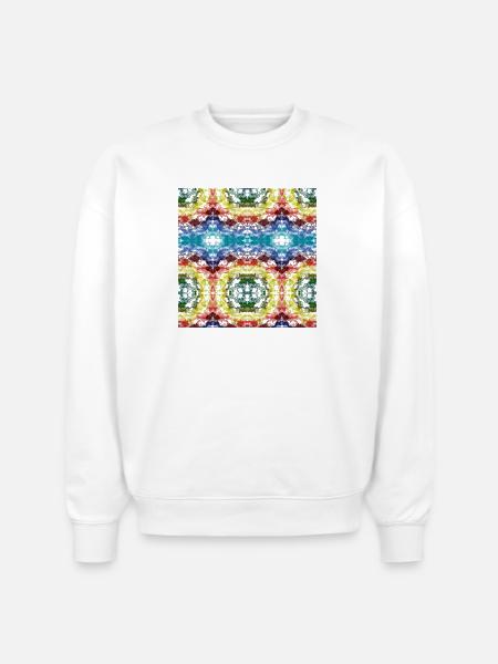 Kaleidoscope Ripple Tie Dye - Stanley/Stella Radder Unisex Oversized Organic Sweatshirt - white