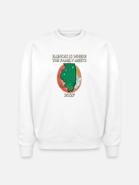 Illinois Family Map 2027 Reunion - Stanley/Stella Radder Unisex Oversized Organic Sweatshirt - white