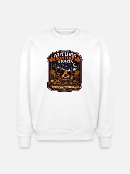 Autumn Bonfire Nights - Stanley/Stella Radder Unisex Oversized Organic Sweatshirt - white