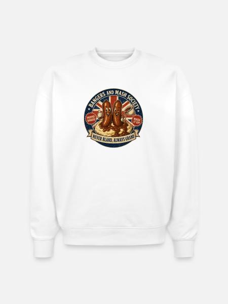 Bangers and Mash Society - Stanley/Stella Radder Unisex Oversized Organic Sweatshirt - white