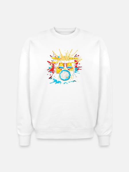 Drum Kit Steamwave - Stanley/Stella Radder Unisex Oversized Organic Sweatshirt - white