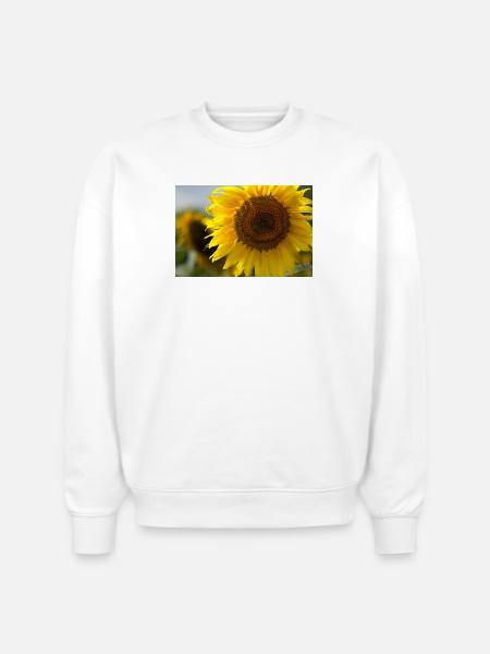 Sunlit Spiral Sunflower - Stanley/Stella Radder Unisex Oversized Organic Sweatshirt - white