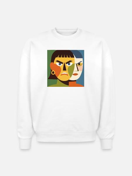 Cubist Dual Faces - Stanley/Stella Radder Unisex Oversized Organic Sweatshirt - white