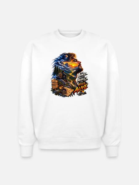 Feel Alive Summit Adventure - Stanley/Stella Radder Unisex Oversized Organic Sweatshirt - white