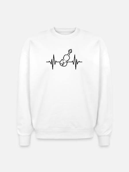 Violin ECG Heartline - Stanley/Stella Radder Unisex Oversized Organic Sweatshirt - white
