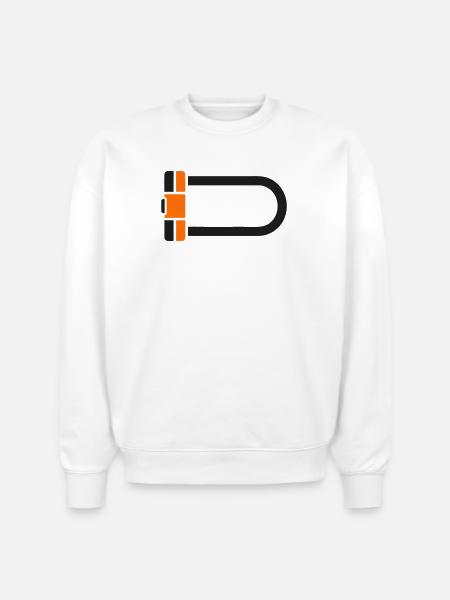 Bicycle U Lock Graphic - Stanley/Stella Radder Unisex Oversized Organic Sweatshirt - white