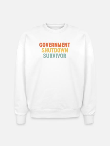 Government Shutdown Survivor - Stanley/Stella Radder Unisex Oversized Organic Sweatshirt - white