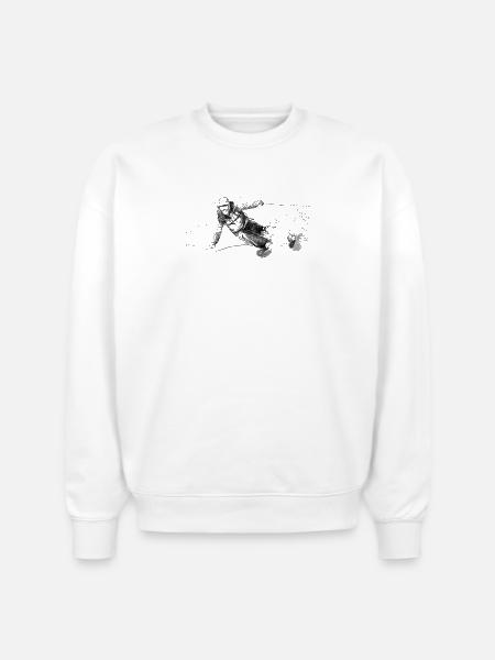 Alpine Skier Sketch Pattern - Stanley/Stella Radder Unisex Oversized Organic Sweatshirt - white