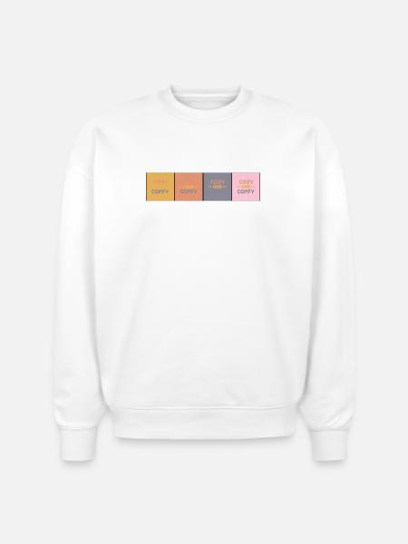 Cozy Comfy Quad Panels - Stanley/Stella Radder Unisex Oversized Organic Sweatshirt - white