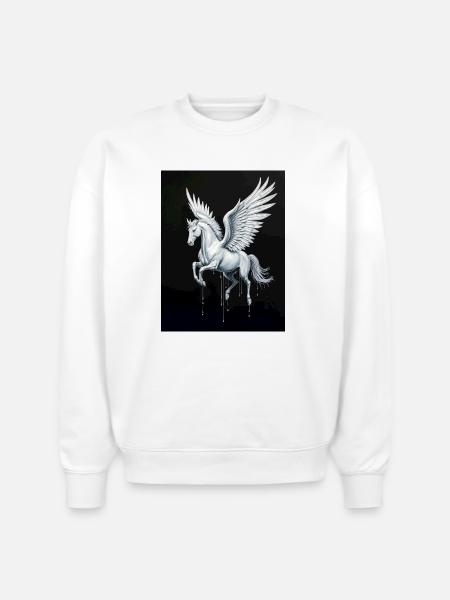 Celestial Pegasus - Stanley/Stella Radder Unisex Oversized Organic Sweatshirt - white