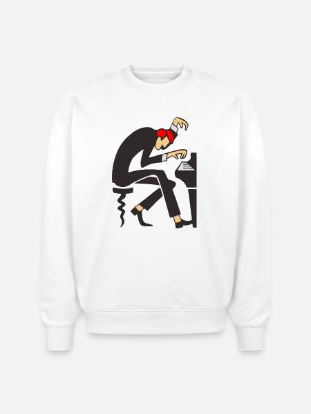 Piano Maestro Dizzy Pose - Stanley/Stella Radder Unisex Oversized Organic Sweatshirt - white