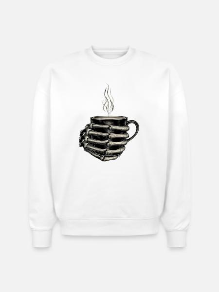 Skeleton Hands Embrace Steam Mug - Stanley/Stella Radder Unisex Oversized Organic Sweatshirt - white