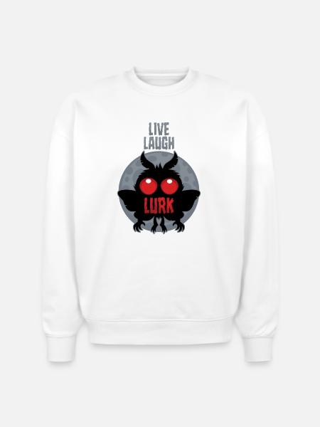 Live Laugh Lurk Mothman Cryptid - Stanley/Stella Radder Unisex Oversized Organic Sweatshirt - white