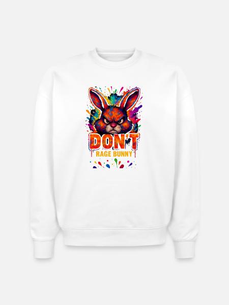 Rage_Bunny - Stanley/Stella Radder Unisex Oversized Organic Sweatshirt - white