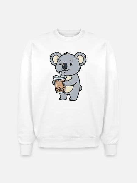 koala bubble tea - Stanley/Stella Radder Unisex Oversized Organic Sweatshirt - white