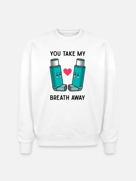 Funny Asthma Inhalers Love T-Shirt - Stanley/Stella Radder Unisex Oversized Organic Sweatshirt - white
