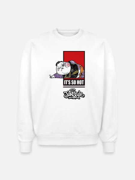 JunStyle Premium Streetwear Fury Heatwave 08 - Stanley/Stella Radder Unisex Oversized Organic Sweatshirt - white