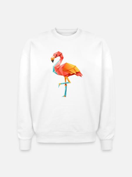 Flamingo Sunset - Stanley/Stella Radder Unisex Oversized Organic Sweatshirt - white