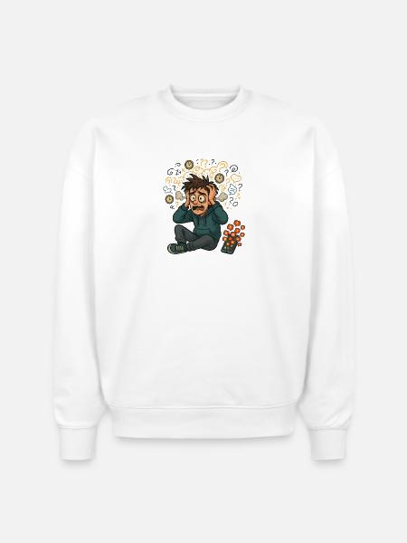 Overthink Overload - Stanley/Stella Radder Unisex Oversized Organic Sweatshirt - white