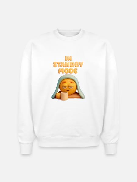 Standby Mode Sleepy face - Stanley/Stella Radder Unisex Oversized Organic Sweatshirt - white