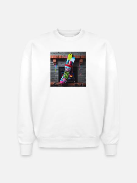Naughty List Graffiti Sock - Stanley/Stella Radder Unisex Oversized Organic Sweatshirt - white