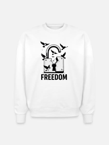 Freedom Breaks All Locks - Stanley/Stella Radder Unisex Oversized Organic Sweatshirt - white