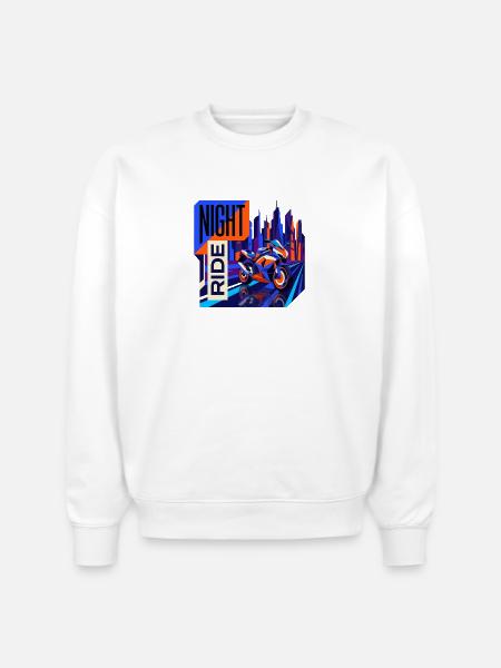 Night Ride Neon City - Stanley/Stella Radder Unisex Oversized Organic Sweatshirt - white