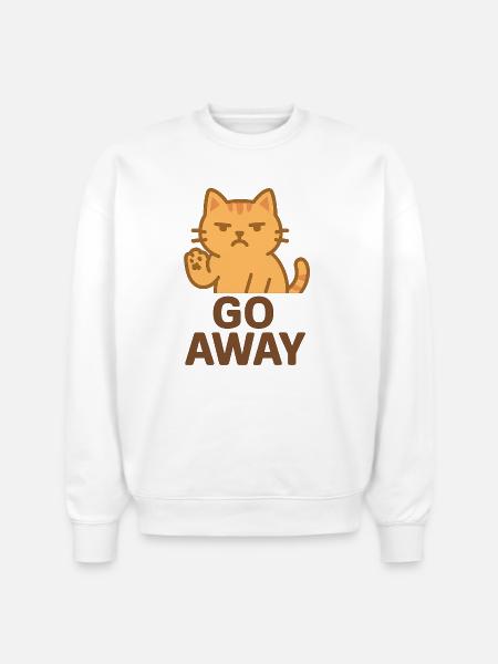 Grumpy Cat Go Away Cartoon - Stanley/Stella Radder Unisex Oversized Organic Sweatshirt - white