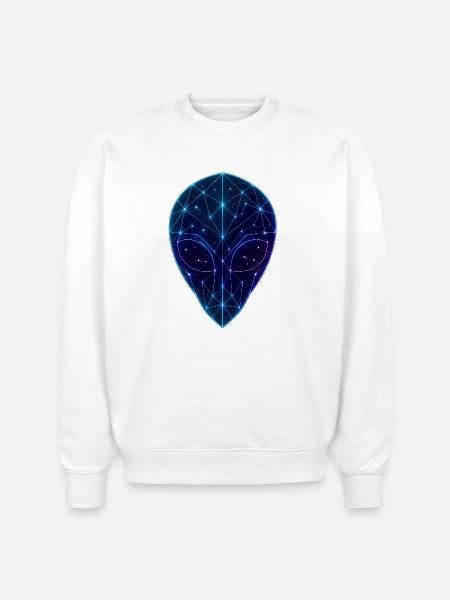 Neon Geometric Alien Face - Stanley/Stella Radder Unisex Oversized Organic Sweatshirt - white