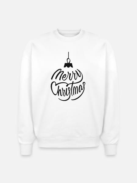Merry Christmas Script Ornament - Stanley/Stella Radder Unisex Oversized Organic Sweatshirt - white
