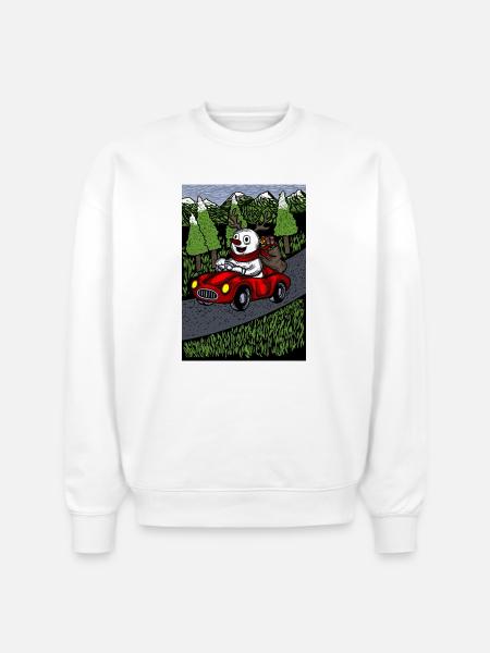 snowman blue sky version - Stanley/Stella Radder Unisex Oversized Organic Sweatshirt - white