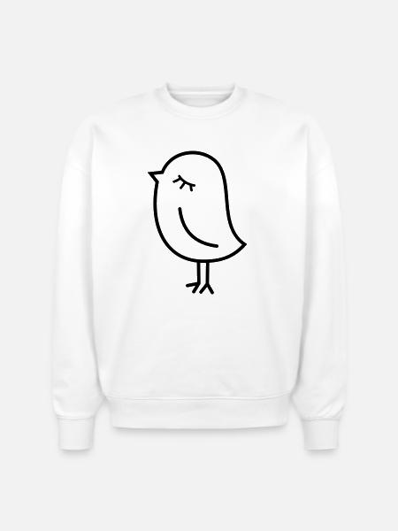 Cute Sparrow Chick – Tweeting Birdie - Stanley/Stella Radder Unisex Oversized Organic Sweatshirt - white